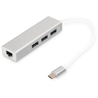 DIGITUS USB Type-C Gigabit Ethernet adapter + 3 portos USB HUB DIGITUS USB Type-C Gigabit Ethernet adapter + 3 portos USB HUB