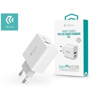 Devia ST346576 20W USB/Type-C fehér hálózati gyorstöltő adapter