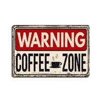 PF Warning Coffee Zone 20x30 cm-es retro dekor fémtábla