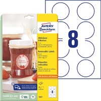 Avery 5081 65mm univerzális visszaszedhető fehér köretikett