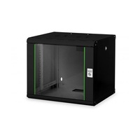 DIGITUS Rack Unique 19" 9U 509x600x450mm üvegajtós fekete fali rack szekrény DIGITUS Rack Unique 19" 9U 509x600x450mm üvegajtós fekete fali rack szekrény