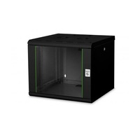 DIGITUS Rack Unique 19" 9U 509x600x600mm üvegajtós fekete fali rack szekrény DIGITUS Rack Unique 19" 9U 509x600x600mm üvegajtós fekete fali rack szekrény