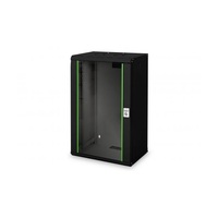 DIGITUS Rack Unique 19" 20U 998x600x450mm üvegajtós fekete fali rack szekrény