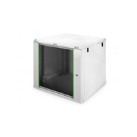 DIGITUS Dynamic Basic 19" 9U 478x600x600mm üvegajtós szürke fali rack szekrény