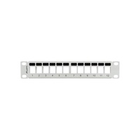 Lanberg PPKS-9112-S 10" 1U üres szürke patch panel 12 db Keystone jack fogadására, kábeltartóval