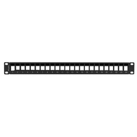Lanberg PPKS-1024-B 19" 1U üres fekete patch panel 24 db Keystone jack fogadására, kábeltartóval