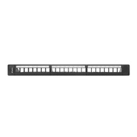 Lanberg PPKS-1124-B 19" 1U üres fekete patch panel 24 db Keystone jack fogadására, kábeltartóval