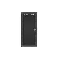 Lanberg WF10-2312-10B 10" 12U SZÉL:280mm MÉLY:310mm MAG:603mm lapraszerelt üvegajtós fekete fali rack szekrény