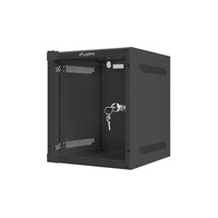 Lanberg WF10-2306-10B 10" 6U SZÉL:280mm MÉLY:310mm MAG:336mm lapraszerelt üvegajtós fekete fali rack szekrény