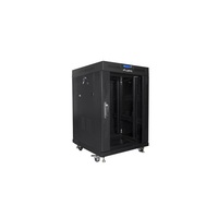 Lanberg FF01-6615-12BL 19" 15U SZÉL:600mm MÉLY:600mm MAG:898mm lapraszerelt LCD üvegajtós fekete rack szekrény