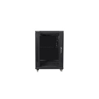 Lanberg FF01-6615-12B 19" 15U SZÉL:600mm MÉLY:600mm MAG:848mm lapraszerelt üvegajtós fekete rack szekrény