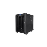 Lanberg FF01-6815-12BL 19" 15U SZÉL:600mm MÉLY:800mm MAG:898mm lapraszerelt LCD üvegajtós fekete rack szekrény
