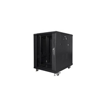 Lanberg FF01-6815-12B 19" 15U SZÉL:600mm MÉLY:800mm MAG:848mm lapraszerelt üvegajtós fekete rack szekrény