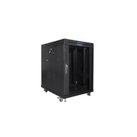 Lanberg FF01-8015-12BL 19" 15U SZÉL:800mm MÉLY:1000mm MAG:905mm lapraszerelt LCD üvegajtós fekete rack szekrény
