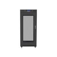 Lanberg FF01-8015-23BL 19" 15U SZÉL:800mm MÉLY:1000mm MAG:905mm lapraszerelt LCD hálós fémajtós fekete rack szekrény