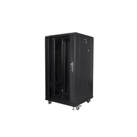 Lanberg FF01-6622-12B 19" 22U SZÉL:600mm MÉLY:600mm MAG:1159mm lapraszerelt üvegajtós fekete rack szekrény