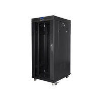Lanberg FF01-8822-12BL 19" 22U SZÉL:800mm MÉLY:1000mm MAG:1239mm lapraszerelt LCD üvegajtós fekete rack szekrény