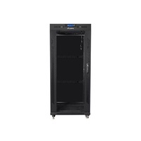 Lanberg FF01-6627-12BL 19" 27U SZÉL:600mm MÉLY:600mm MAG:1431mm lapraszerelt LCD üvegajtós fekete rack szekrény