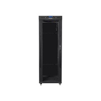 Lanberg FF01-6837-12BL 19" 37U SZÉL:600mm MÉLY:800mm MAG:1876mm lapraszerelt LCD üvegajtós fekete rack szekrény