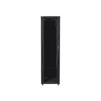 Lanberg FF01-8837-12B 19" 37U SZÉL:800mm MÉLY:800mm MAG:1826mm lapraszerelt üvegajtós fekete rack szekrény