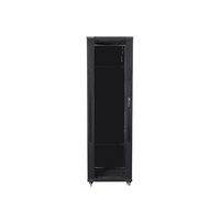 Lanberg FF01-6042-12B 19" 42U SZÉL:600mm MÉLY:1000mm MAG:2047mm lapraszerelt üvegajtós fekete rack szekrény