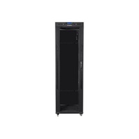 Lanberg FF01-6842-12BL 19" 42U SZÉL:600mm MÉLY:800mm MAG:2097mm lapraszerelt LCD üvegajtós fekete rack szekrény
