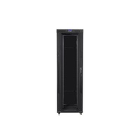 Lanberg FF01-8242-12BL 19" 42U SZÉL:800mm MÉLY:1200mm MAG:2097mm lapraszerelt LCD üvegajtós fekete rack szekrény