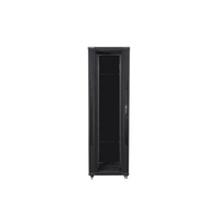 Lanberg FF01-8242-12B 19" 42U SZÉL:800mm MÉLY:1200mm MAG:2047mm lapraszerelt üvegajtós fekete rack szekrény