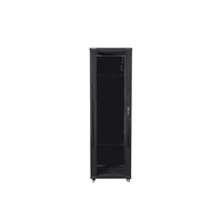 Lanberg FF01-8842-12B 19" 42U SZÉL:800mm MÉLY:800mm MAG:2047mm lapraszerelt üvegajtós fekete rack szekrény