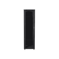 Lanberg FF01-8047-12B 19" 47U SZÉL:800mm MÉLY:1000mm MAG:2270mm lapraszerelt üvegajtós fekete rack szekrény