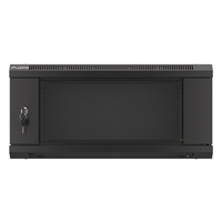 Lanberg WF01-6404-10B 19" 4U SZÉL:600mm MÉLY:450mm MAG:290mm lapraszerelt üvegajtós fekete fali rack szekrény
