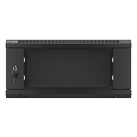 Lanberg WF01-6604-10B 19" 4U SZÉL:600mm MÉLY:600mm MAG:290mm lapraszerelt üvegajtós fekete fali rack szekrény