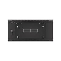 Lanberg WFFA-5604-10B 19" 4U SZÉL:570mm MÉLY:600mm MAG:277mm lapraszerelt üvegajtós fekete fali rack szekrény