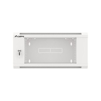 Lanberg WFFA-5604-10S 19" 4U SZÉL:570mm MÉLY:600mm MAG:277mm lapraszerelt üvegajtós szürke fali rack szekrény