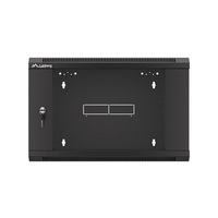Lanberg WFFA-5606-10B 19" 6U SZÉL:570mm MÉLY:600mm MAG:370mm lapraszerelt üvegajtós fekete fali rack szekrény