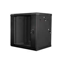 Lanberg WF02-6612-10B 19" 12U SZÉL:600mm MÉLY:600mm MAG:640mm lapraszerelt üvegajtós fekete kétrészes fali rack szekrény
