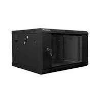 Lanberg WF02-6606-10B 19" 6U SZÉL:600mm MÉLY:600mm MAG:374mm lapraszerelt üvegajtós fekete kétrészes fali rack szekrény