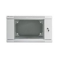 Lanberg WF02-6606-10S 19" 6U SZÉL:600mm MÉLY:600mm MAG:374mm lapraszerelt üvegajtós szürke kétrészes fali rack szekrény