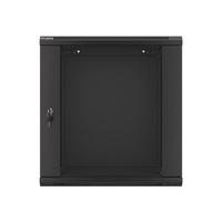 Lanberg WF01-6412-10B 19" 12U SZÉL:600mm MÉLY:450mm MAG:640mm lapraszerelt üvegajtós fekete fali rack szekrény