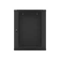 Lanberg WF01-6615-10B 19" 15U SZÉL:600mm MÉLY:600mm MAG:774mm lapraszerelt üvegajtós fekete fali rack szekrény