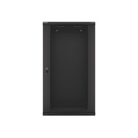 Lanberg WF01-6422-10B 19" 22U SZÉL:600mm MÉLY:450mm MAG:1085mm lapraszerelt üvegajtós fekete fali rack szekrény