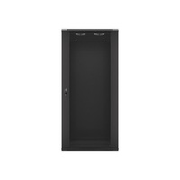 Lanberg WF01-6427-10B 19" 27U SZÉL:600mm MÉLY:450mm MAG:1307mm lapraszerelt üvegajtós fekete fali rack szekrény
