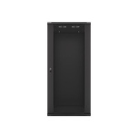 Lanberg WF01-6627-10B 19" 27U SZÉL:600mm MÉLY:600mm MAG:1307mm lapraszerelt üvegajtós fekete fali rack szekrény