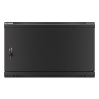 Lanberg WF01-6606-00B 19" 6U SZÉL:600mm MÉLY:600mm MAG:379mm lapraszerelt fémajtós fekete fali rack szekrény