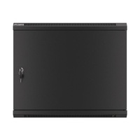 Lanberg WF01-6409-00B 19" 9U SZÉL:600mm MÉLY:450mm MAG:512mm lapraszerelt fémajtós fekete fali rack szekrény