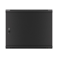 Lanberg WF01-6609-00B 19" 9U SZÉL:600mm MÉLY:600mm MAG:512mm lapraszerelt fémajtós fekete fali rack szekrény