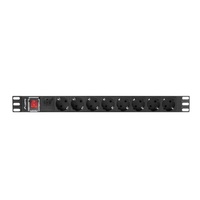 Lanberg PDU-08F-0200-BK 2m vezetékkel 19"/1U 8xSchuko aljzat Uni-Schuko csatlakozóvéggel fekete elosztósor kapcsolóval Lanberg PDU-08F-0200-BK 2m vezetékkel 19"/1U 8xSchuko aljzat Uni-Schuko csatlakozóvéggel fekete elosztósor kapcsolóval