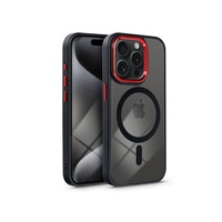 Haffner PT-6836 Apple iPhone 15 Pro Edge Mag Cover fekete/piros/átlátszó szilikon hátlap