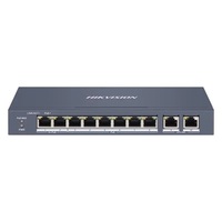 Hikvision DS-3E1310HP-EI 10 portos PoE switch (110 W), 2 HiPoE + 6 PoE+(at) + 2 uplink port, smart menedzselhető