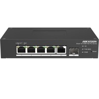 Hikvision DS-3T1306P-SI/HS 6 portos ipari 10/100 PoE switch (60 W), 4 PoE / 1 RJ45 + 1 SFP uplink port, menedzselhető
